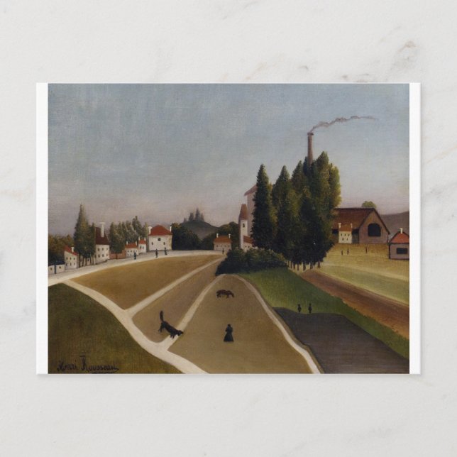 Cartão Postal Paisagem com a Fábrica por Henri Rousseau (Frente)