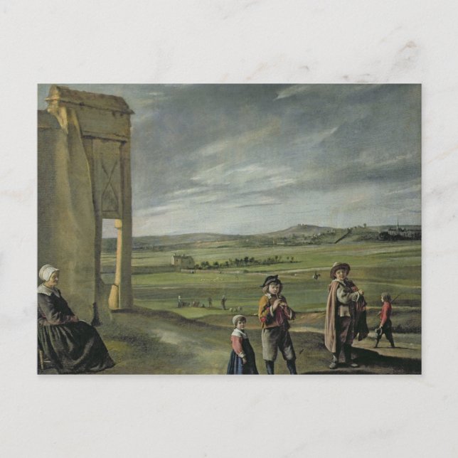 Cartão Postal Paisagem com camponeses, c.1640 (Frente)