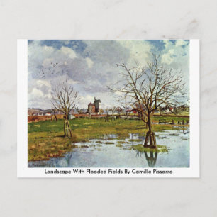 Cartão Postal Paisagem Com Campos Inundados Por Camille Pissarro