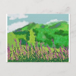 Cartão Postal Paisagem com Flores de Arte