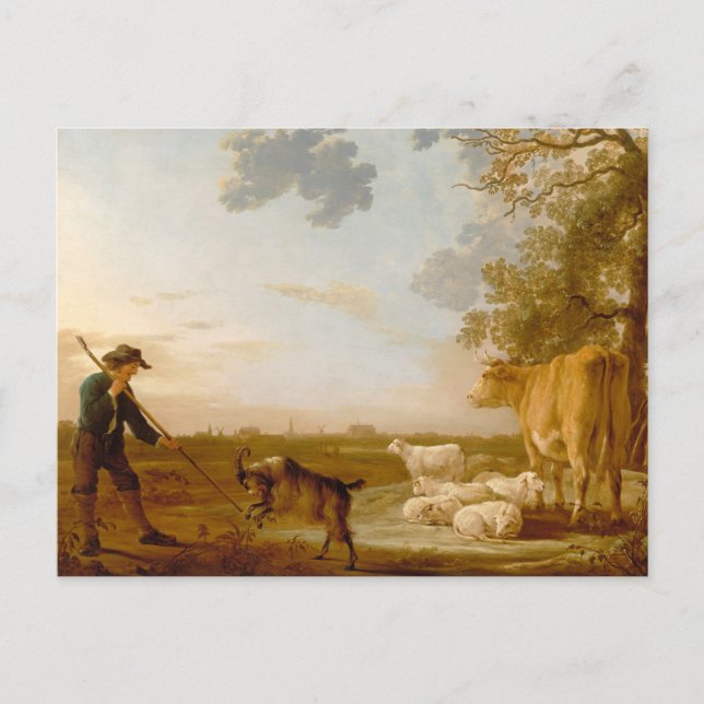 Cartão Postal Paisagem com gado Aelbert Cuyp   (Frente)