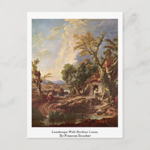 Cartão Postal Paisagem Com Irmão Lucas Por Francois Boucher