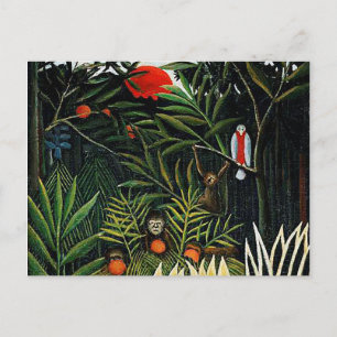 Cartão Postal Paisagem com macacos por Henri Rousseau