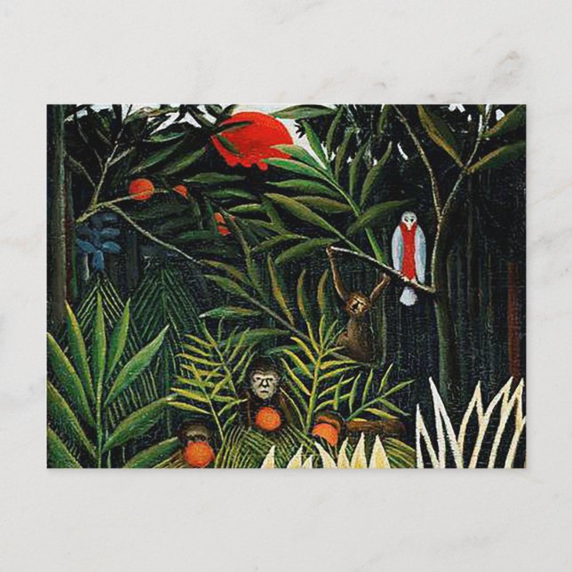 Cartão Postal Paisagem com macacos por Henri Rousseau (Frente)