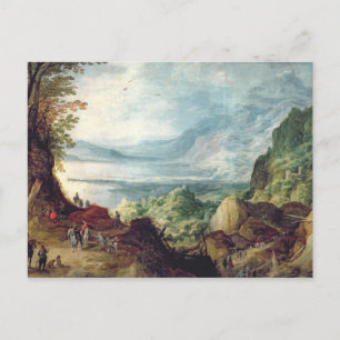 Cartão Postal Paisagem com Mar e Montanhas (óleo na canvas)