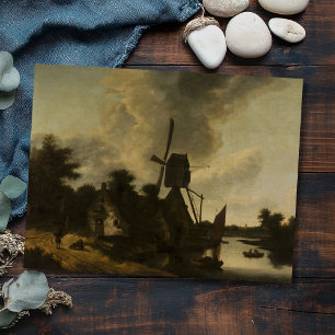 Cartão Postal Paisagem com moinho de vento - Salomon Rombouts