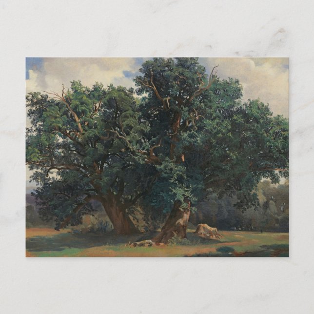 Cartão Postal Paisagem com Oak Trees por Alexandre Calame (Frente)