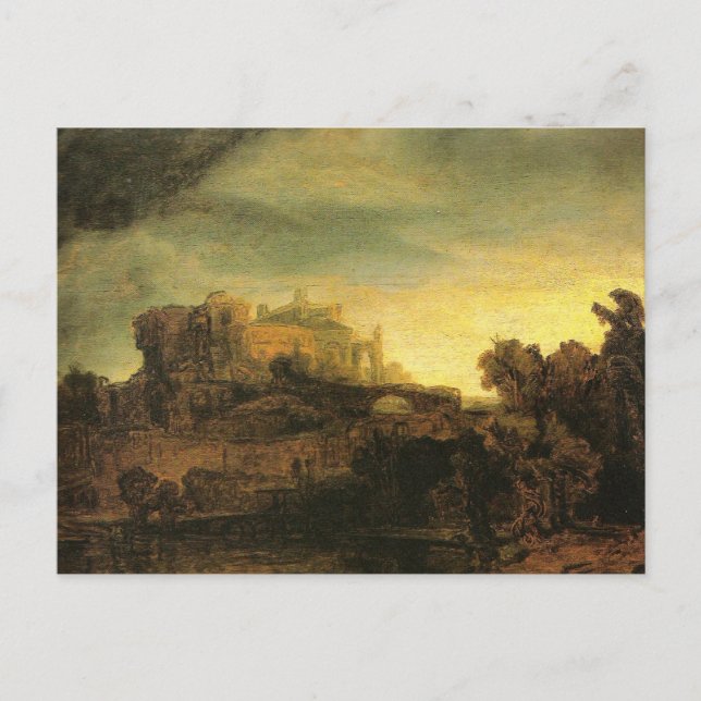 Cartão postal Paisagem com um Castelo de Rembrandt (Frente)