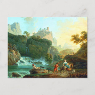 Cartão Postal Paisagem com um pescador por Claude-Joseph Vernet