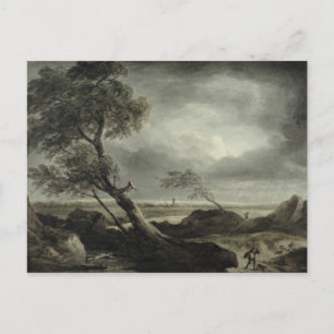 Cartão Postal Paisagem com Vila: Efeito de Tempestade