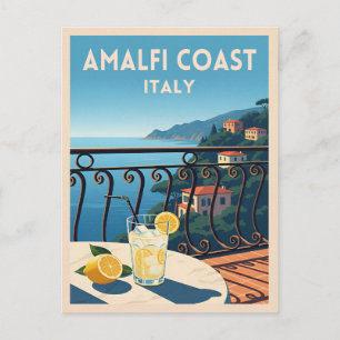 Cartão Postal Paisagem da Costa do Amalfi da Viagens vintage Ret