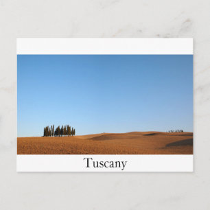 Cartão Postal Paisagem da Toscana com árvores ciprestes texto p