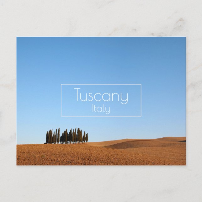 Cartão Postal paisagem da Toscana com ciprestes no outono (Frente)