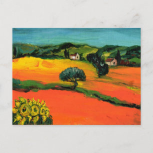 CARTÃO POSTAL PAISAGEM DA TOSCANA COM GIRASSÓIS