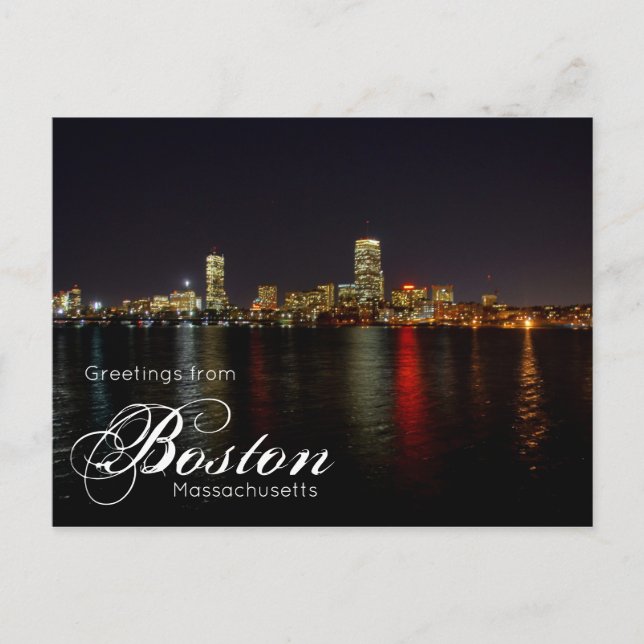 Cartão Postal Paisagem de Boston Massachusetts à Beira-Mar Cartã (Frente)