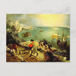 Cartão Postal Paisagem de Bruegel com queda de Ícaro - 1558