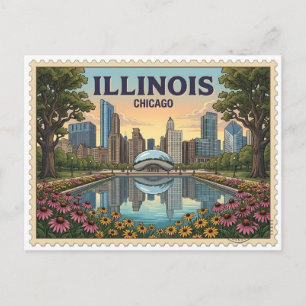 Cartão Postal Paisagem de Chicago Illinois Parque Millennium Vin