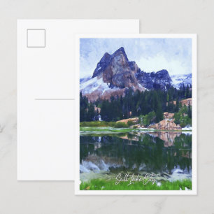 Cartão Postal Paisagem de Cidade de Salt Lake Utah Oil Paint