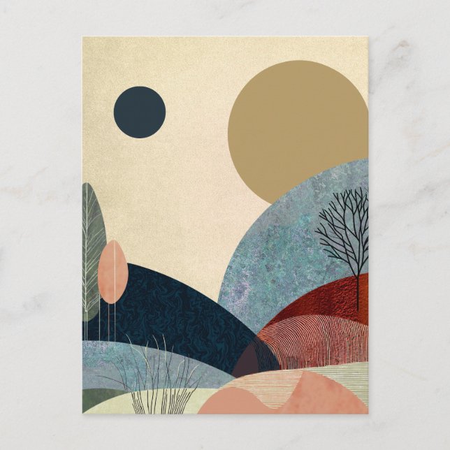 Cartão Postal Paisagem de Colinas Fantasia (Frente)