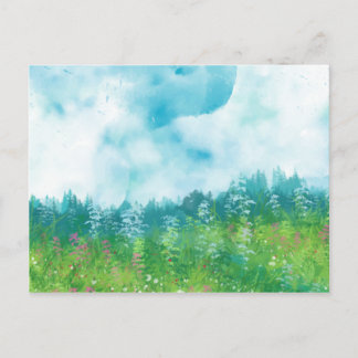 Cartão Postal Paisagem de Fazenda de Aquarela 4