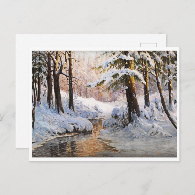 Cartão Postal Paisagem de Floresta Neve, Walter Moras (Frente/Verso)
