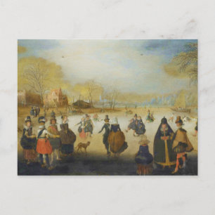 Cartão Postal Paisagem de inverno com Patadores
