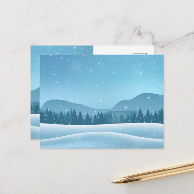 Cartão Postal Paisagem de inverno de neve (Frente/Verso In Situ)