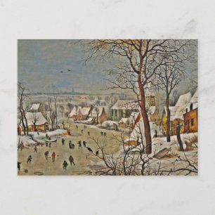 Cartão Postal Paisagem de inverno em um lago com pássaros