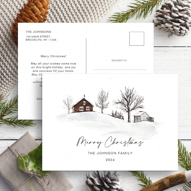 Cartão Postal Paisagem de Inverno Monocromática de Natal Sem Fot (Criador carregado)