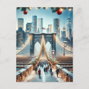 Cartão Postal Paisagem de Inverno. Ponte de Brooklyn - Nova York