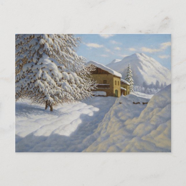 Cartão Postal Paisagem de Inverno Vintage Ivan Choultse (Frente)