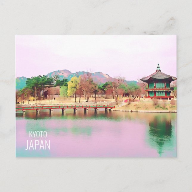 Cartão Postal Paisagem de Kyoto montanhas santuário viagem japon (Frente)