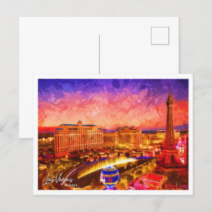 Cartão Postal Paisagem de Las Vegas Nevada Oil Paint City