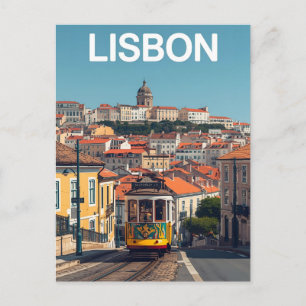 Cartão Postal Paisagem de Lisboa Portugal - Arte de Viagem em Bo