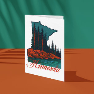 Cartão Postal Paisagem de Minnesota Vintage - Floresta Retroativ