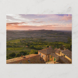Cartão Postal Paisagem de Montepulciano Itália, Vinhas e Casas