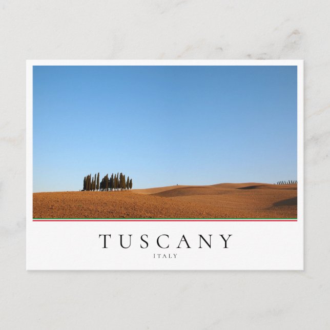 Cartão Postal Paisagem de outono da Toscana com ciprestes (Frente)
