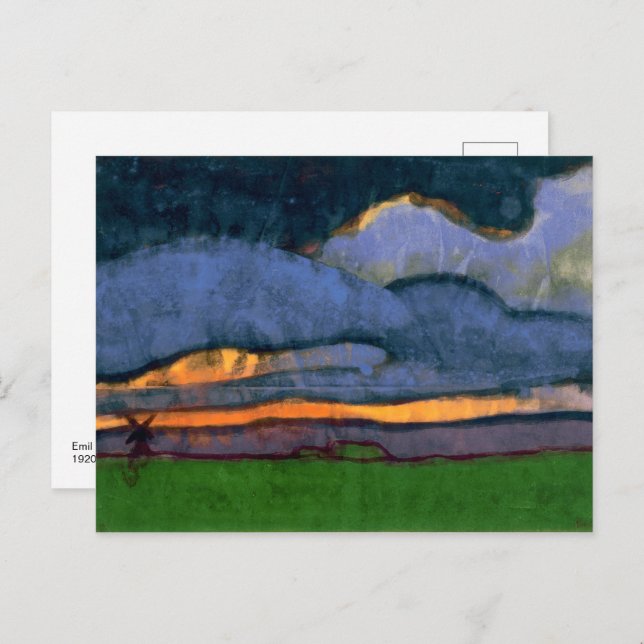 Cartão Postal Paisagem de Pântano com um Moinho | Emil Nolde | (Frente/Verso)