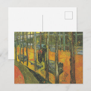 Cartão Postal Paisagem de Parque Outonal Laranja Vintage Van Gog
