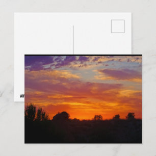Cartão Postal Paisagem de Pôr do Sol Ardente