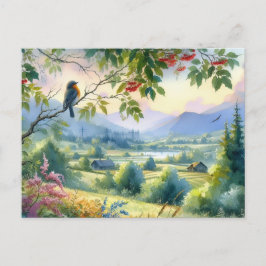 Cartão Postal Paisagem de Verão de Belas Aves 4