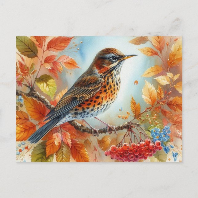 Cartão Postal Paisagem de Verão de Belas Aves 9 (Frente)