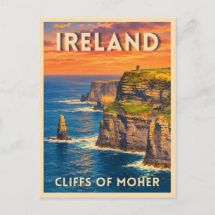 Cartão Postal Paisagem de Viagem Clássica das Falésias de Moher 