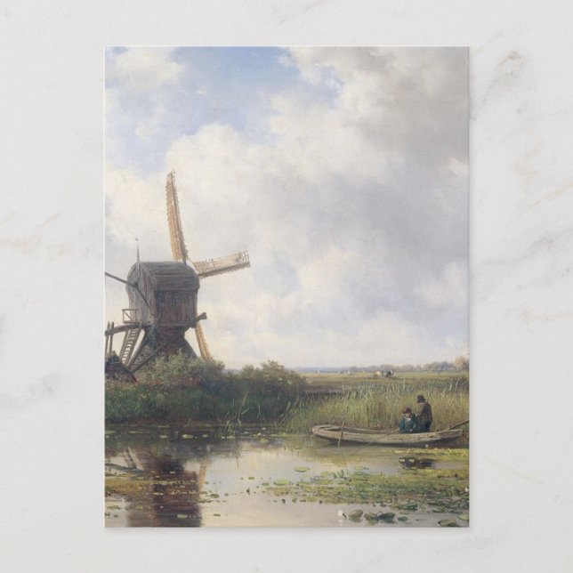 Cartão Postal Paisagem de Windmill - Willem Roelofs (Frente)