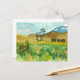 Cartão Postal Paisagem do Deserto de Ovinos Selvagens de Nevada