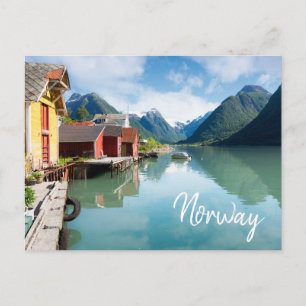Cartão Postal Paisagem do fiorde Fjaerlandsfjord na Noruega