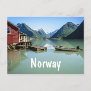 Cartão Postal Paisagem do fiorde na Noruega no texto postal