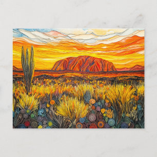 Cartão Postal Paisagem do Interior de Uluru em Estilo Quilling