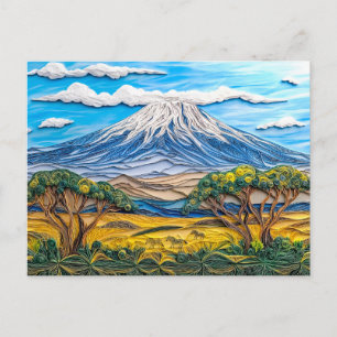 Cartão Postal Paisagem do Kilimanjaro com Savana de Zebras