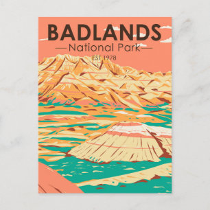 Cartão Postal Paisagem do Parque Nacional Badlands Vintage
